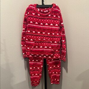 Cozy fuzzy Red Heart Pattern Pajamas